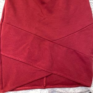 Maroon crisscross pencil skirt